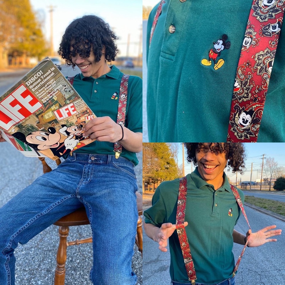 Vintage Mickey Mouse green men’s polo